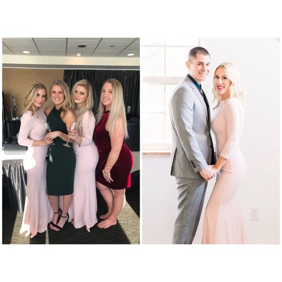 NWT Glamour Galore Blush Pink Button Back Maxi Dress Womens Large - Picture 5 of 12